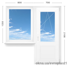 Выход на балкон Salamander Streamline - дверь 700*2100, окно 800*1350