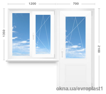 Балконний блок Openteck - двері 700*2100, вікно 1200*1350