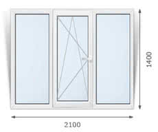 Окна металлопластиковые 2100x1400 из профиля WDS (Украина), фурнитура Аxor (Украина) ст-т 4-16-4і (24мм, энергосберигающий)