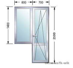 Балконний блок металопластиковий із профіля REHAU EURO 60, ф-ра МАСО, склопакет 4-10-4-10-4І (32мм, єнергосберігаючий)