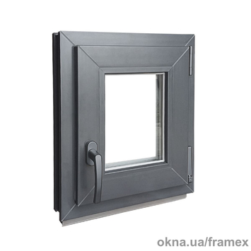 Окно поворотно-откидное Framex с правым открыванием металлопластиковое антрацит 500х500 мм