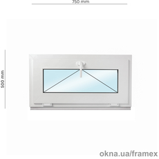 Вікно відкидне верхнє (фрамуга) Framex металопластикове біле 750х500 мм