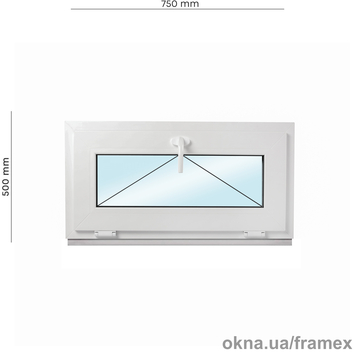 Вікно відкидне верхнє (фрамуга) Framex металопластикове біле 750х500 мм