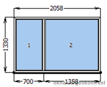 Металлопластиковое окно 2058х1330, готовое окно от производителя