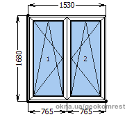 Двухстворчатое пластиковое окно по низкой цене