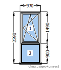 Пластиковое окна, готовые, от завода производителя, 4 шт 970x2390