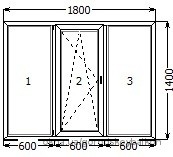 Окно Windoff's трехстворчатое - 2070 грн.