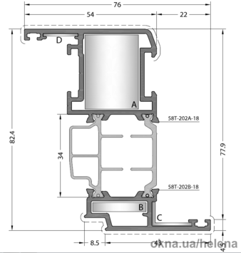 Створка оконная 74T-202-18