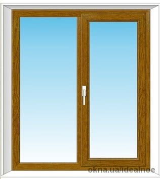 Окно двухстворчатое 1385х1235 мм, золотой дуб
