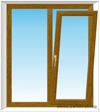 Окно двухстворчатое 1415х1230 мм, цвет - золотой дуб