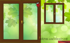 Окно двухстворчатое 1405х1235 мм, цвет - золотой дуб