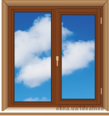 Окно двухстворчатое 1065х990 мм, цвет - золотой дуб