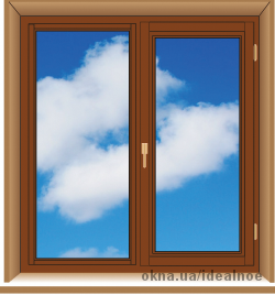Окно двухстворчатое 1065х990 мм, цвет - золотой дуб