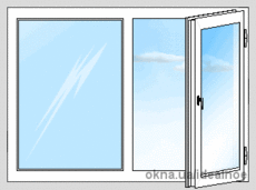 Двухстворчатое окно 1120 х 1634 мм. с 1-камерным стеклопакетом, 24 мм.