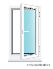 Одностворчатое поворотное окно 655 х 1255 мм. с 1-камерным стеклопакетом, 24 мм.