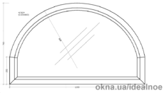 Металлопластиковое глухое окно нестандартной формы с 1-камерным стеклопакетом, 24 мм.