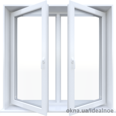 Двухстворчатое окно 1900 х 1550 мм. с 1-камерным стеклопакетом, 24 мм.