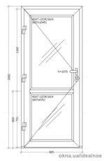 Металлопластиковая дверь на замок 865 х 2000 мм. с тонированным 1-камерным стеклопакетом, 24 мм.