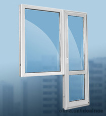 Балконный блок с 2-камерным стеклопакетом, 32 мм.