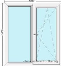 окно металлопластиковое 1300*1400 мм