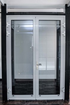 Алюминиевые двери с накладными усиленными петлями
