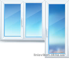 Балконный блок. Размер двери - 700x2100 mm. Размер окна - 1220х1350 mm. Профиль OPEN TECK DE-LUX с фурнитурой МАСО