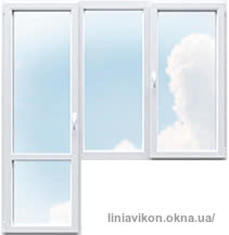 Балконный блок. Размер двери - 700x2100 mm. Размер окна - 1220х1350 mm. Профиль REHAU Ecosol 60 с фурнитурой МАСО