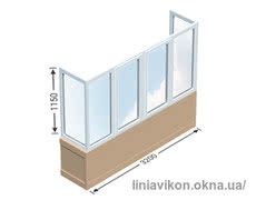 П- образный балкон с двумя поворотно-откидными створками