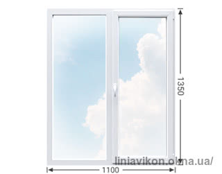 Окно на кухню 1100x1350 из профиля WDS 500 с фурнитурой МАСО с 2-Х камерным стеклопакетом 4-10-4-10-4