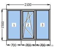 Окно Rehau E70 2100х1500 Наружняя ламинация темный дуб