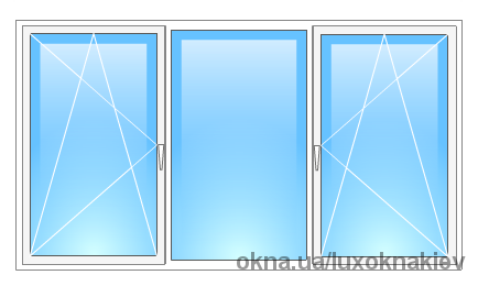 Трёхчастное окно с двумя открываниями 1800х1400 Salamander 2D Трёхчастное окно с двумя открываниями 1800х1400 Salamander 2D