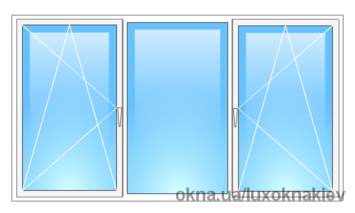 Трёхчастное окно с двумя открываниями 1800х1400 двухкамерный с энерго OpenTeck De-lux