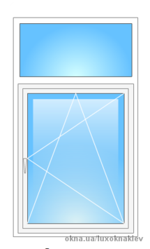 Одностворчатое окно с фрамугой 700х2000 Rehau Euro-Design 70