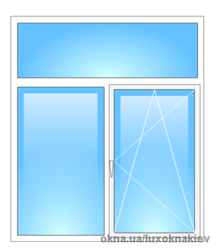 Т-образное окно с одним открыванием и глухой фрамугой 1400х2150 двухкамерный с энерго OpenTek De-lux