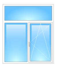 Т-образное окно с одним открыванием и глухой фрамугой 1600х2200 Rehau Brilliant
