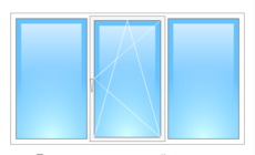 Трёхстворчатая лоджия с одним открыванием 2200х1450 двухкамерный с энерго Rehau Euro-Design 60