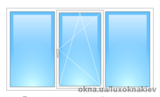 Трёхстворчатая лоджия с одним открыванием 2500х1600 двухкамерный с энерго OpenTeck Elit