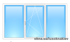 Трёхстворчатая лоджия с одним открыванием 2400х1500 двухкамерный OpenTeck De-lux 60