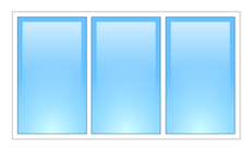 Трёхстворчатое глухое окно 2400х1600 двухкамерный Rehau Euro-Design 70