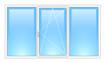Трёхстворчатое окно с одним открыванием 1700х1300 двухкамерный с энерго OpenTeck Elit