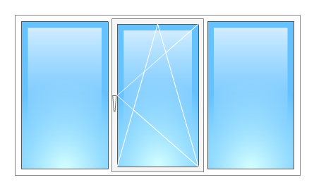 Трёхстворчатое окно с одним открыванием 1700х1300 двухкамерный Rehau Euro-Design 86 Трёхстворчатое окно с одним открыванием 1700х1300 двухкамерный Rehau Euro-Design 86