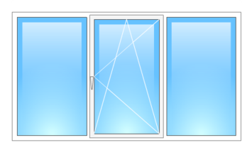 Трёхстворчатое окно с одним открыванием 2400х1600 Openteck