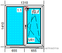 Окно 3-х камерное КВЕ, 2 стекла энерго 1310*1410