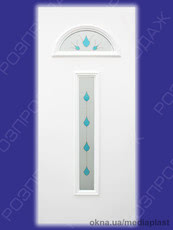 РОЗПРОДАЖ -24 мм Сендвіч панель: Бирюза БР-03 (білий). Скло - смоляний вітраж/1. Розміри - 880*2050 мм*24мм