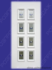 РОЗПРОДАЖ -24 ммСендвіч панель: Кремінь К-05 (білий). Скло - полімерний витраж/2. Розміри - 880*2050 мм*24мм
