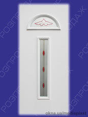 Сендвіч панель: Бірюза БР-03 (білий). Скло - полімерний вітраж/3. Розміри - 880*2050 мм*24мм