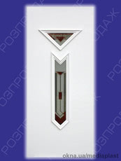 Сендвіч панель: Топаз Т-02 (білий). Скло - вітраж/3 (інкрустація). Розміри - 880*2050 мм*24мм