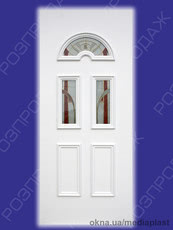 Сендвіч панель: Діамант Д-04 (білий). Скло - вітраж/3 (інкрустація). Розміри - 880*2050 мм*24мм