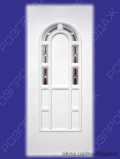 Сендвіч панель: Опал О-01 (білий). Скло - вітраж/3 (інкрустація). Розміри - 880*2050 мм*24мм