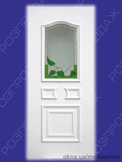 Сендвіч панель:Рубін Р-02 (білий). Скло - вітраж/2. Розміри - 880*2050 мм*24мм